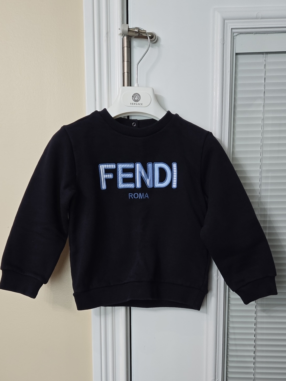 Fendi Kids Black Sweatshirt with Light Blue Logo